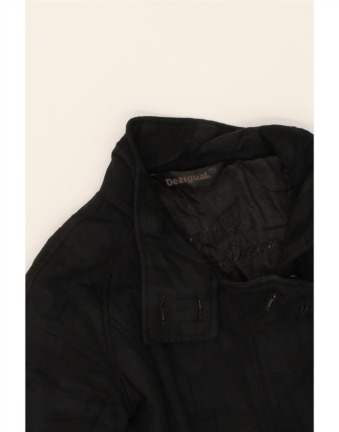 DESIGUAL Womens Overcoat EU 42 Large Black Vintage Desigual and Second-Hand Desigual from Messina Hembry 