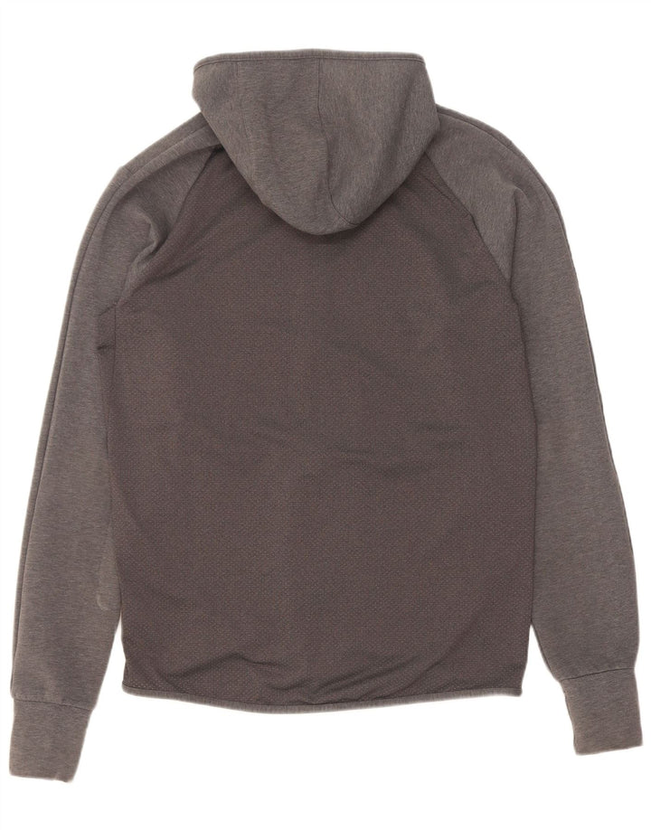 Maglione con cappuccio e zip Adidas da uomo in cotone grigio medio