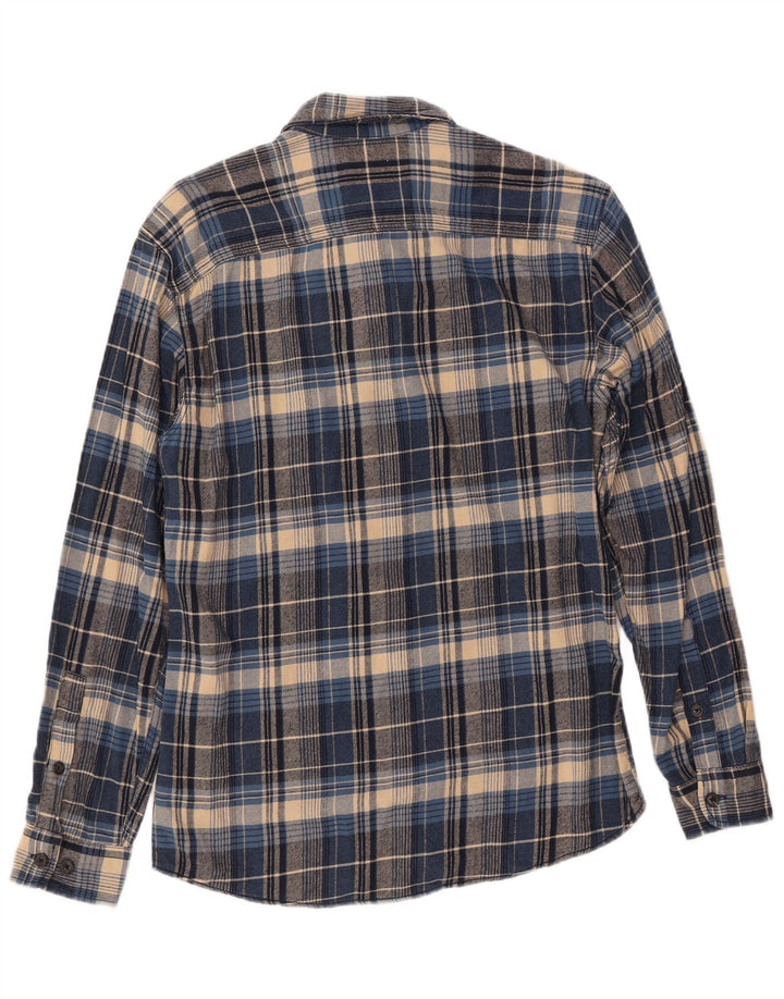 JACK & JONES Camicia da uomo in flanella di cotone a quadri piccoli blu