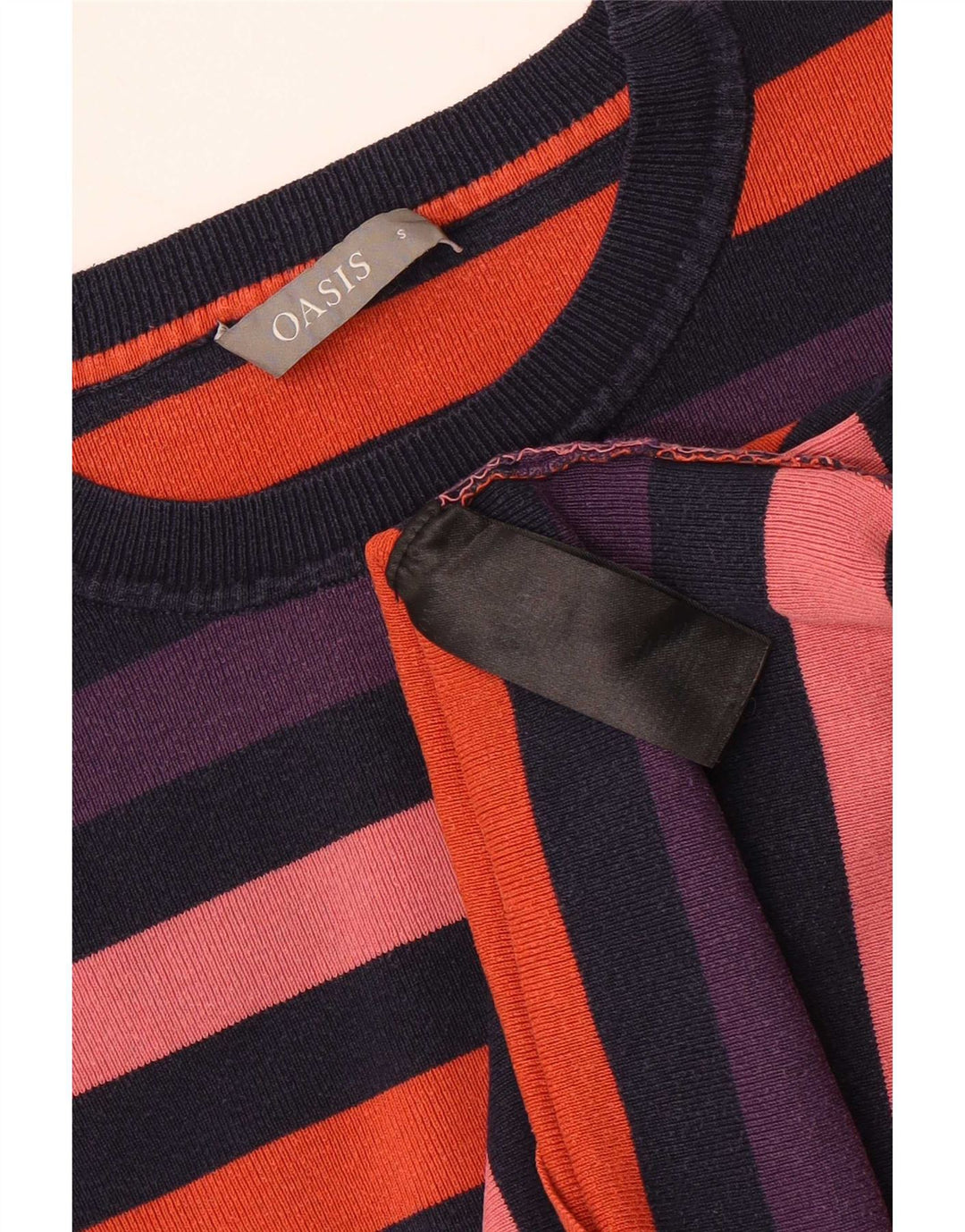 Maglione maglione girocollo da donna Oasis UK 10 piccolo a righe multicolore