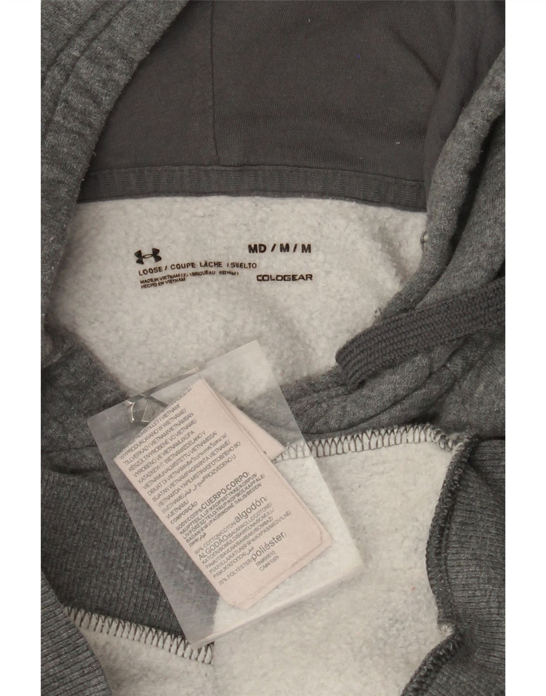 UNDER ARMOUR Maglione con cappuccio e zip Cold Gear da uomo in cotone grigio medio