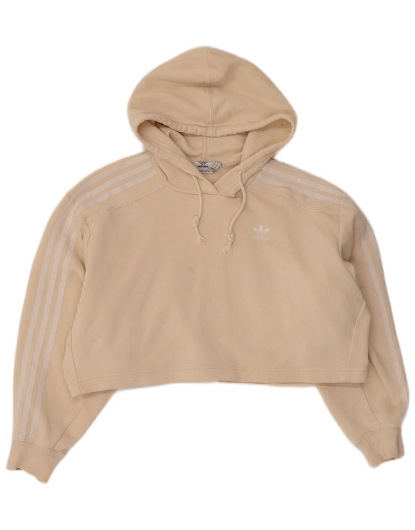 Maglione con cappuccio oversize corto da donna Adidas UK 6 XS Cotone beige