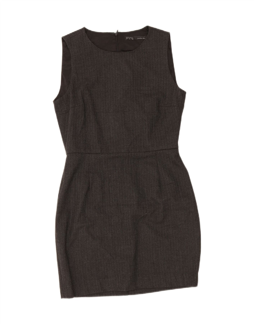ZARA Womens Sleeveless Sheath Dress UK 12 Medium Grey Herringbone Vintage Zara and Second-Hand Zara from Messina Hembry 