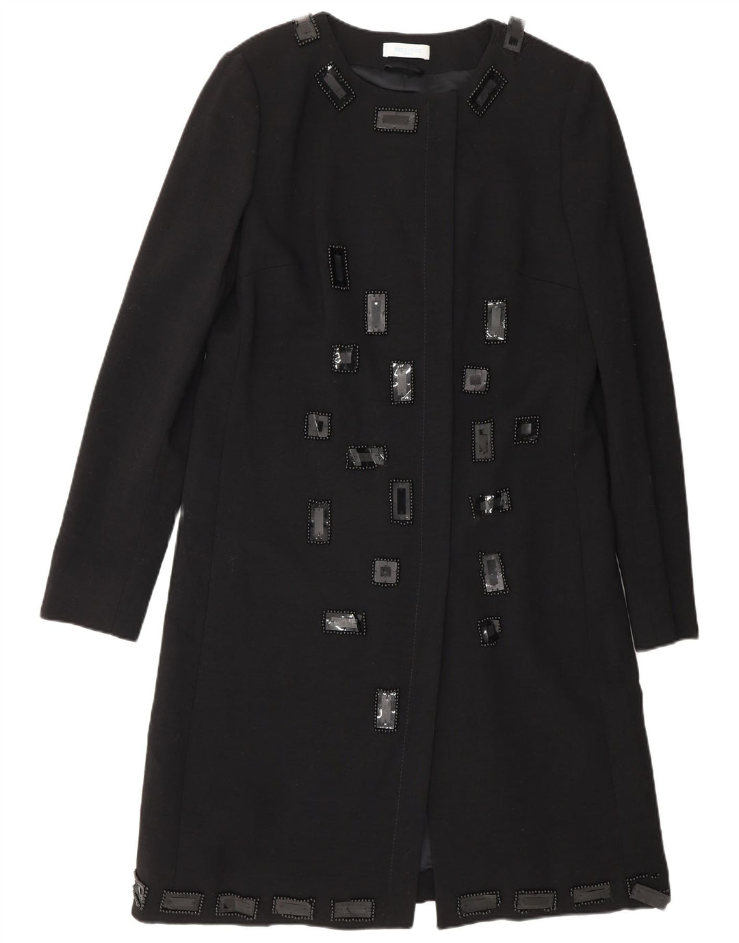Giacca blazer lunga da donna Emilio Pucci UK 14 lana vergine nera media