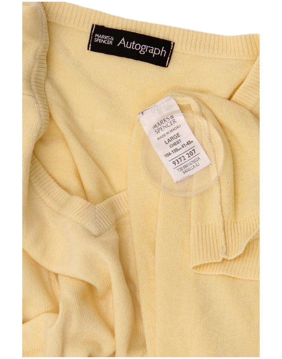 Marks & Spencer Maglione da uomo con scollo a V autografo grande acrilico giallo