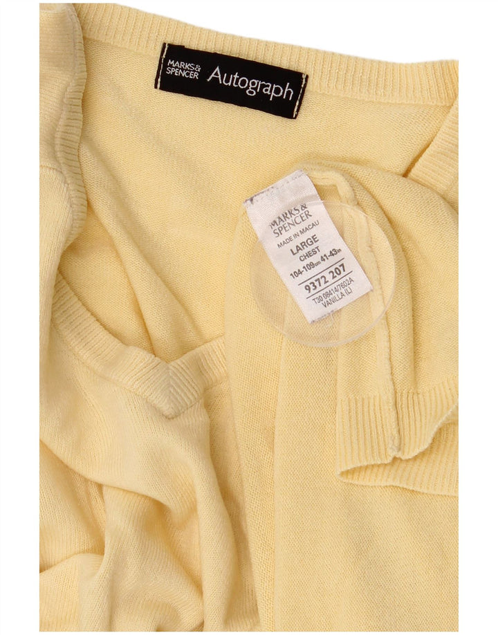 Marks & Spencer Maglione da uomo con scollo a V autografo grande acrilico giallo