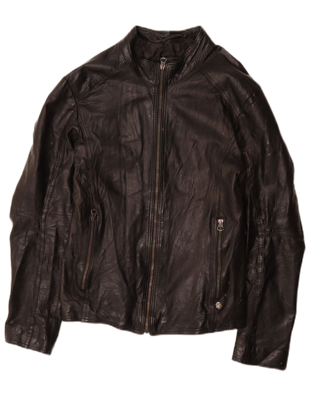 RIFLE Womens Leather Jacket UK 14 Large Black Leather