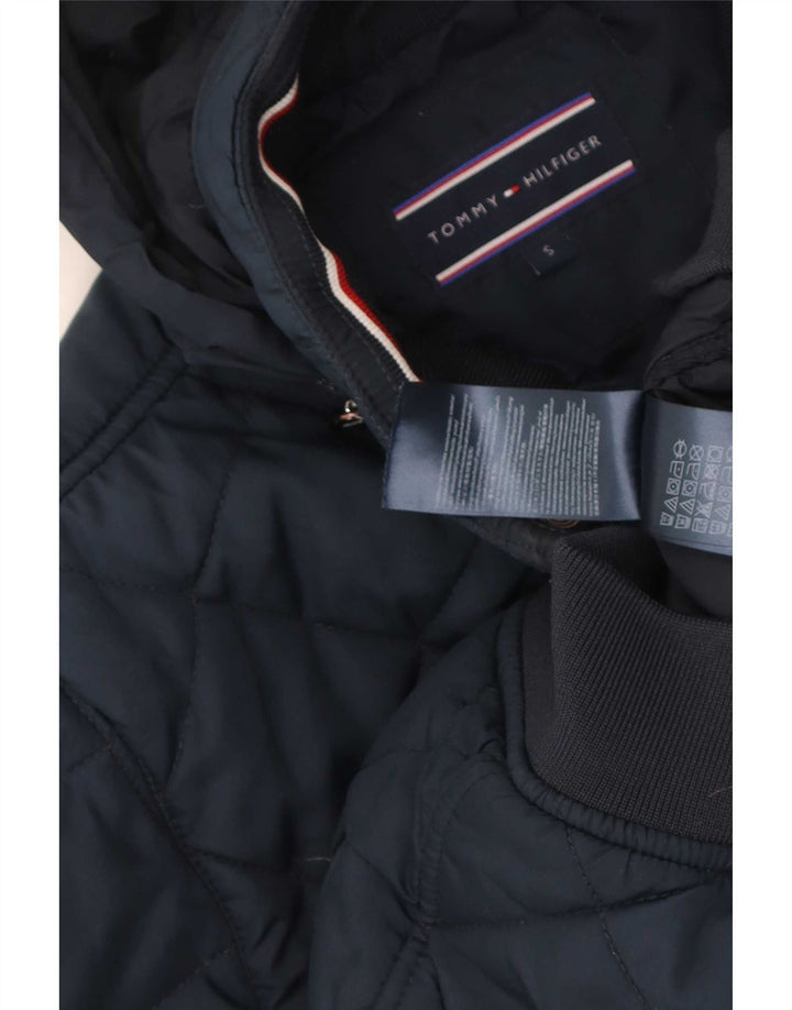 Giacca trapuntata con cappuccio da uomo Tommy Hilfiger UK 36 Small Poliestere blu navy
