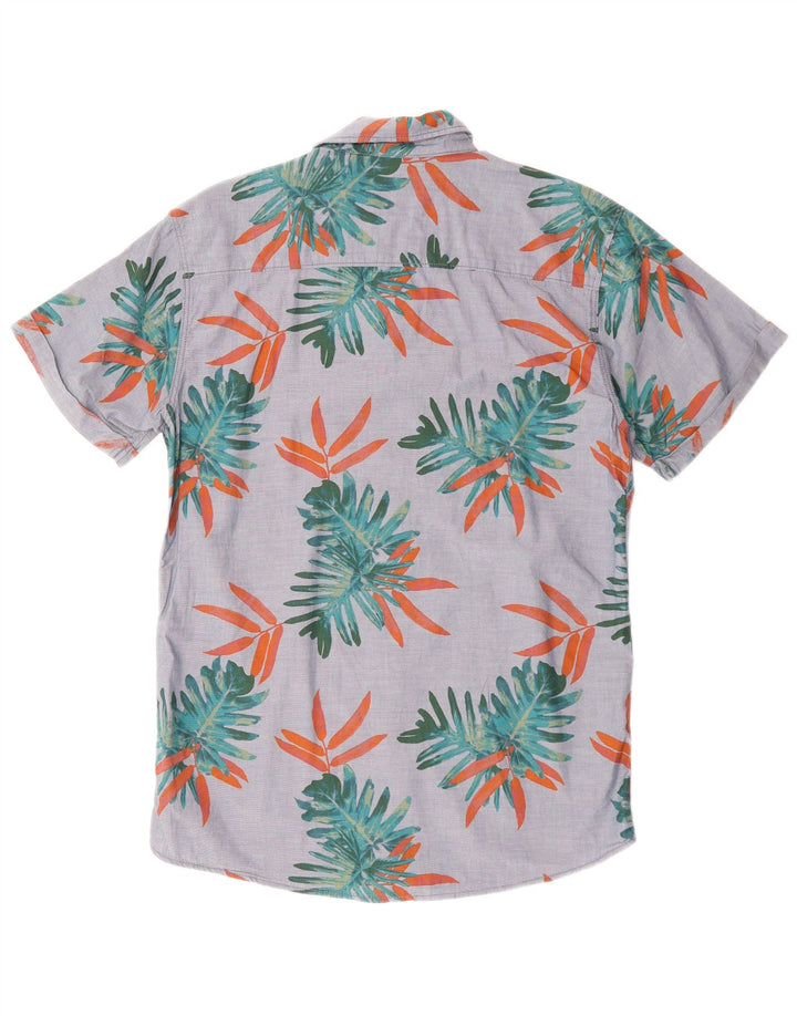 JACK & JONES Camicia da uomo a maniche corte in cotone floreale grigio medio