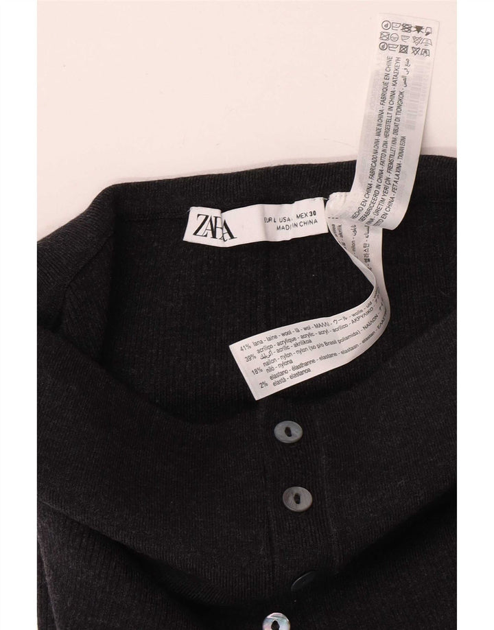 Leggings a vita alta da donna Zara UK 14 grande lana grigia