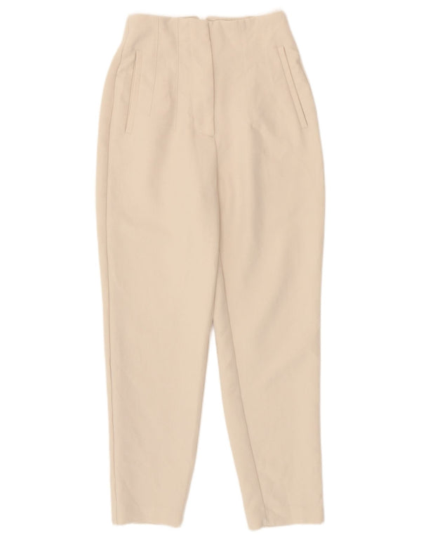 Pantaloni da abito affusolati a vita alta da donna Zara XS W24 L26 Poliestere beige