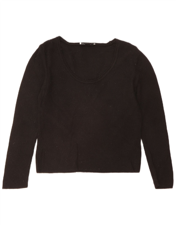 Top Zara da donna a maniche lunghe UK 18 XL viscosa nera