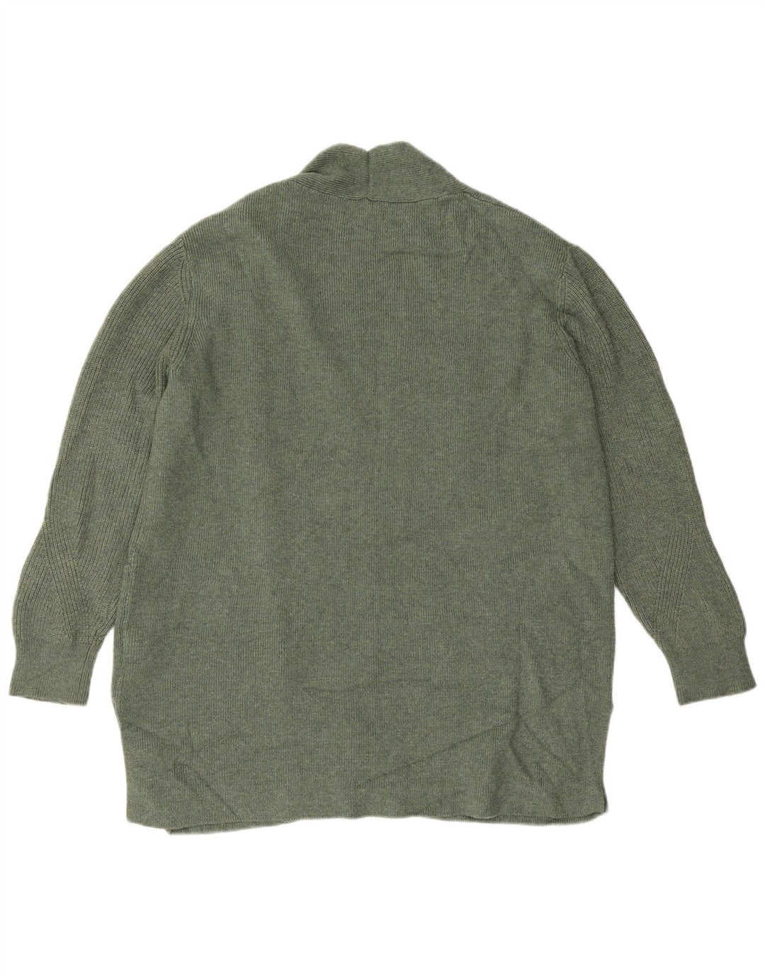 Maglione cardigan aperto lungo da donna Marks & Spencer UK 16 grande kaki