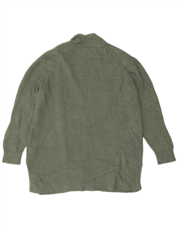 Maglione cardigan aperto lungo da donna Marks & Spencer UK 16 grande kaki