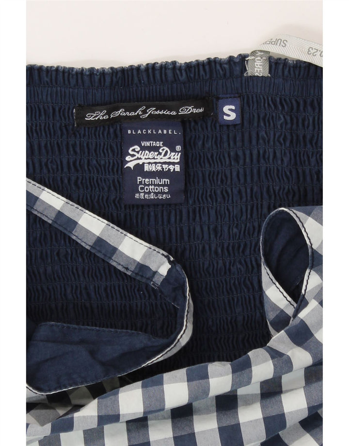 Prendisole da donna Superdry UK 10 Small in cotone a quadretti blu navy
