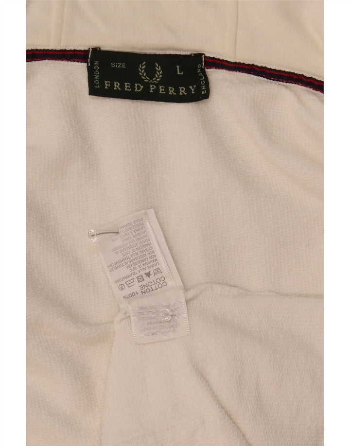 Maglione con cappuccio e zip da uomo Fred Perry grande in cotone bianco