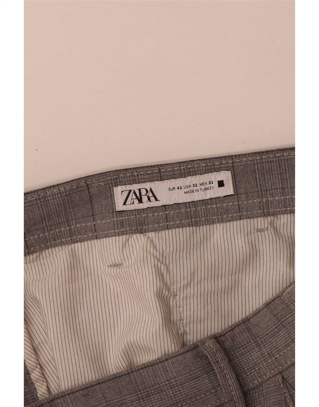 Pantaloni chino slim da uomo Zara EU 42 Large W32 L30 Poliestere a quadri grigi