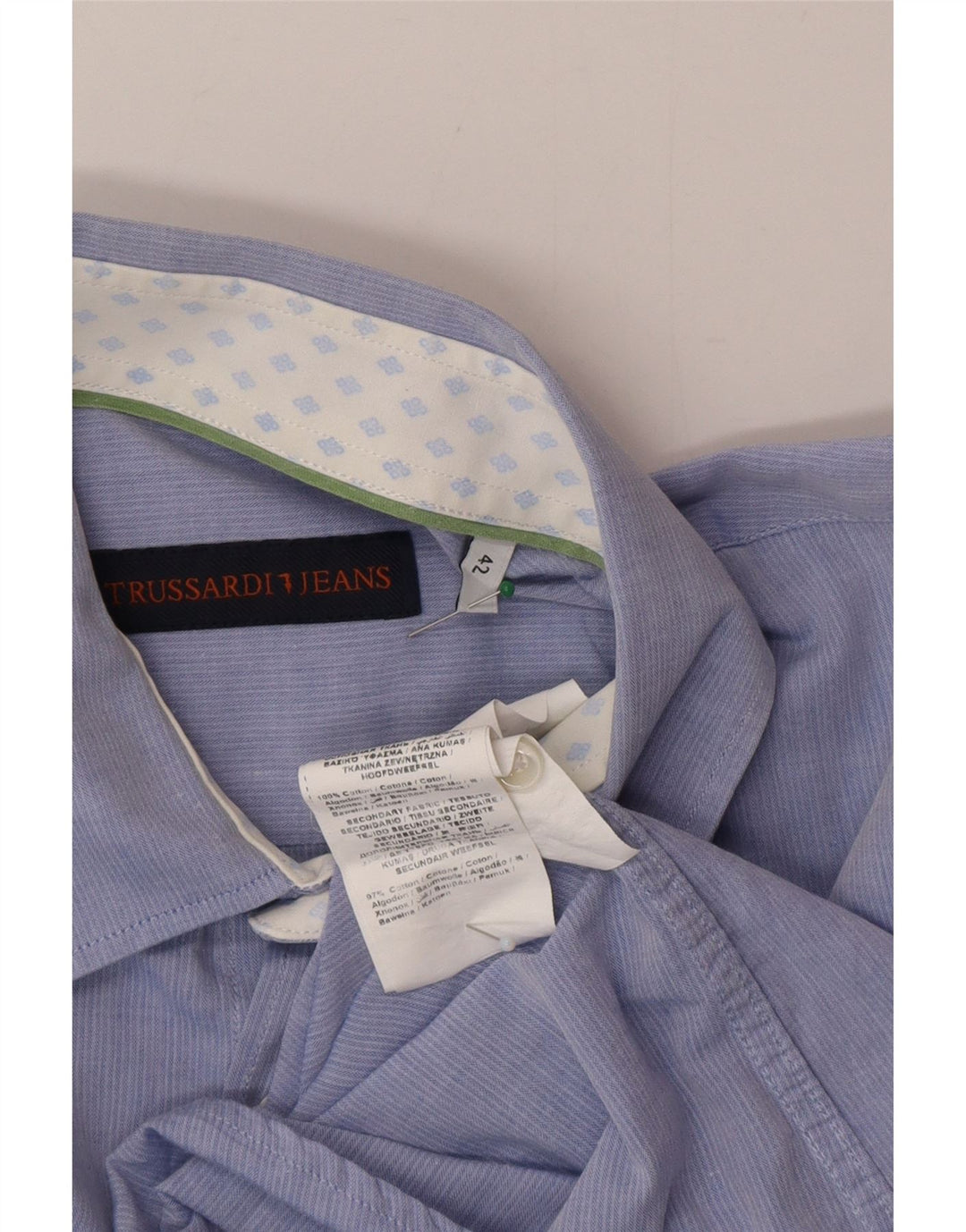 Camicia Trussardi Uomo Tg 42 Large Cotone Blu