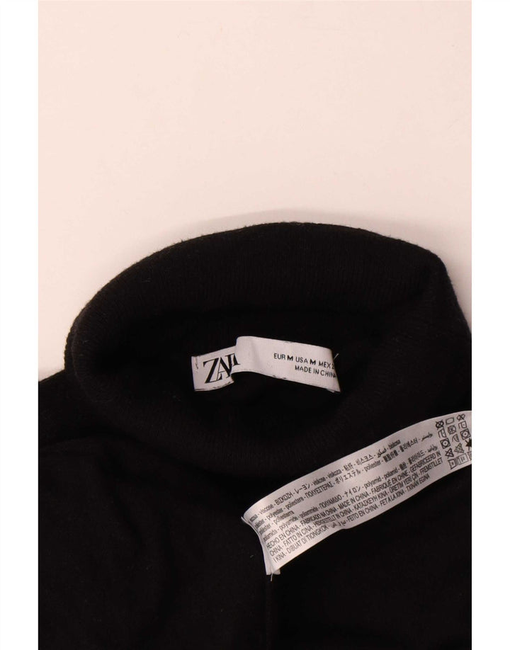 Maglione maglione oversize con collo alto da donna Zara UK 14 viscosa nera media