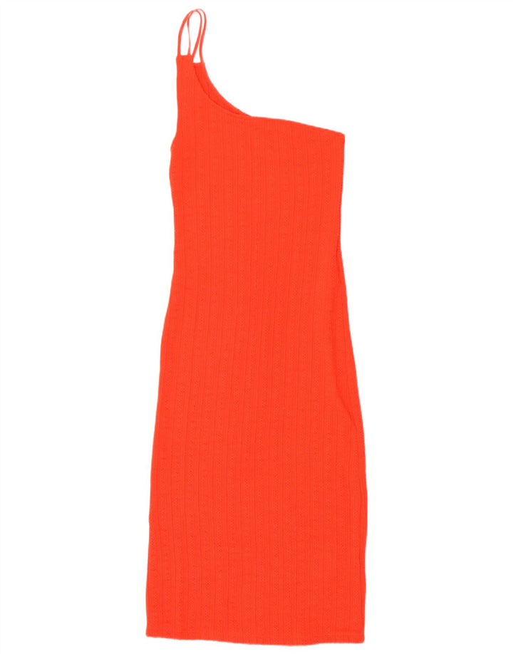 Abito monospalla in maglia da donna Zara UK 12 Poliestere arancione medio