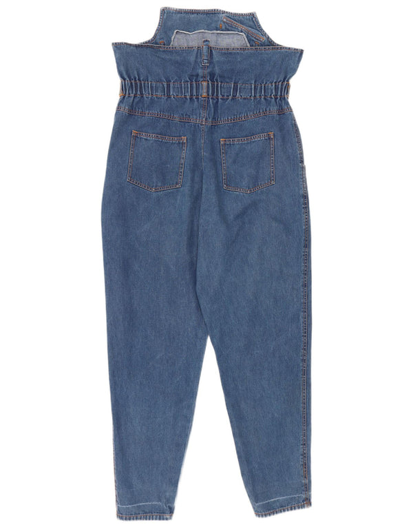 Jeans affusolati con grafica a vita alta da donna vintage W34 L30 in cotone blu