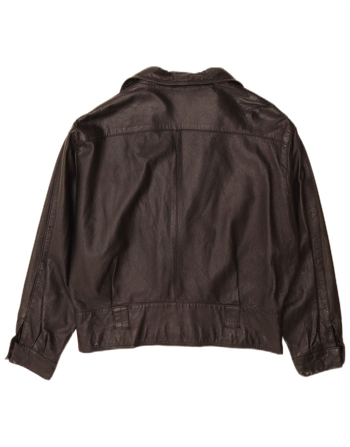 Giacca in pelle vintage da donna EU 38 in pelle nera media