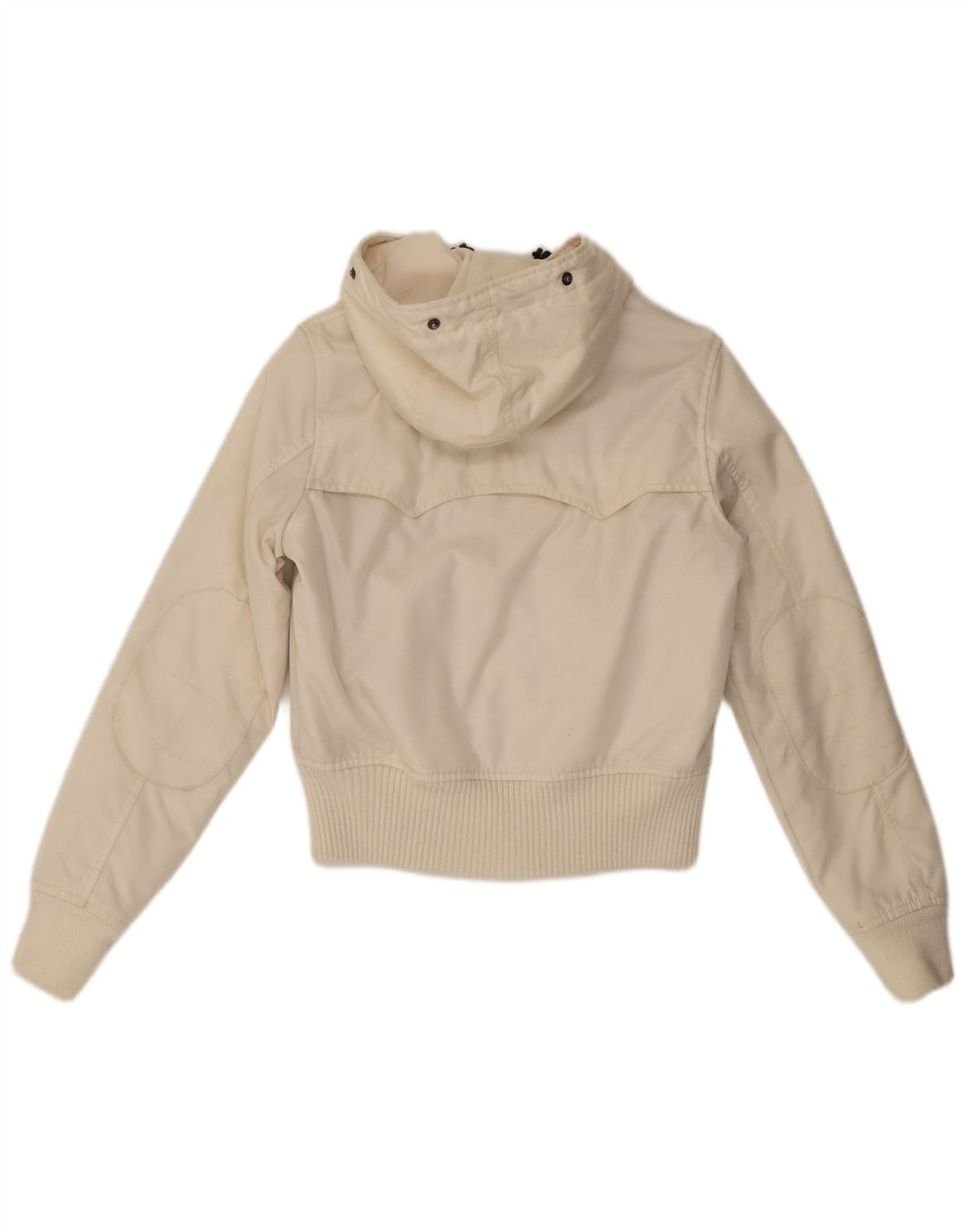 Bomber con cappuccio da donna Woolrich UK 10 piccolo nylon bianco sporco