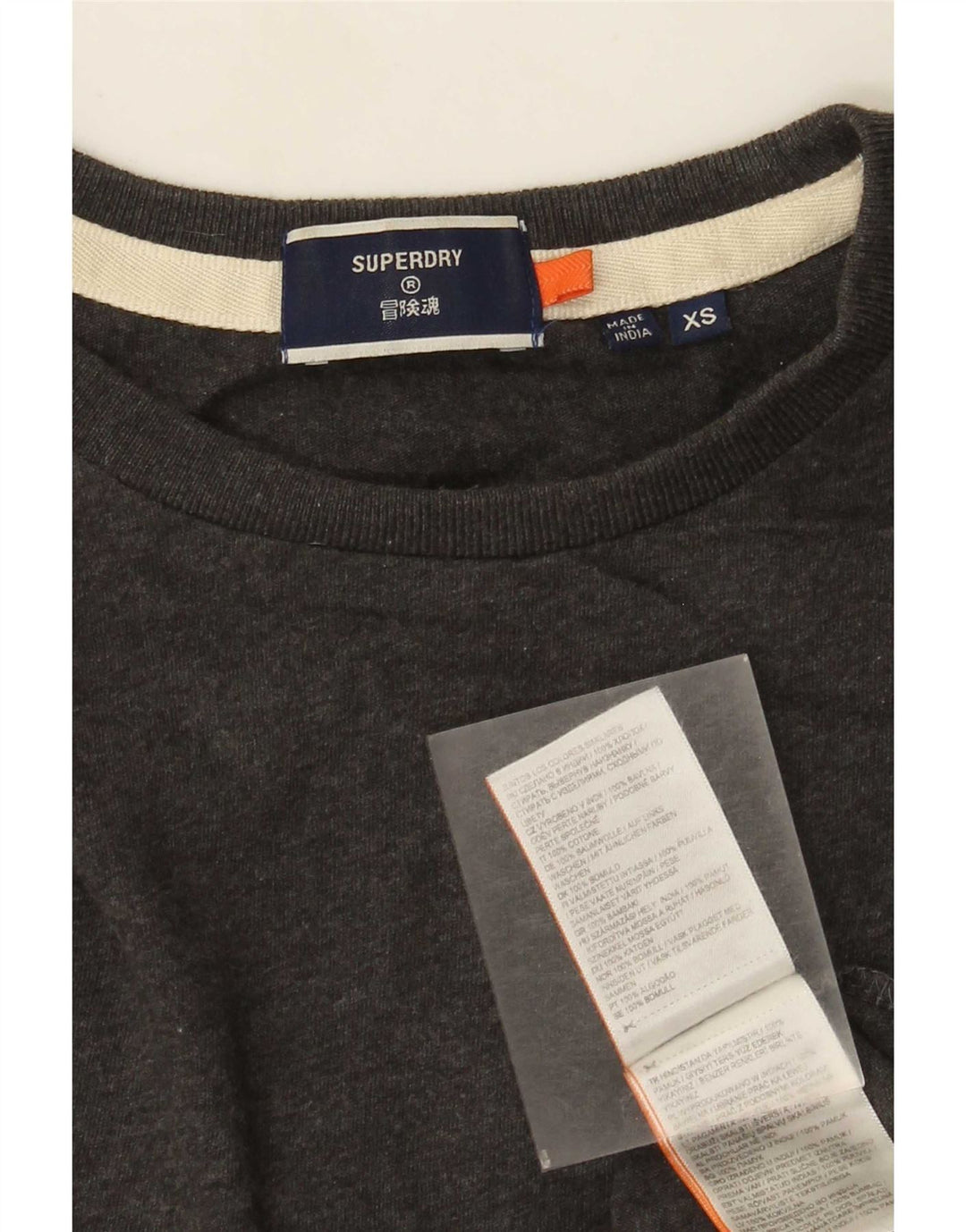 Top da uomo a maniche lunghe Superdry XS in cotone grigio