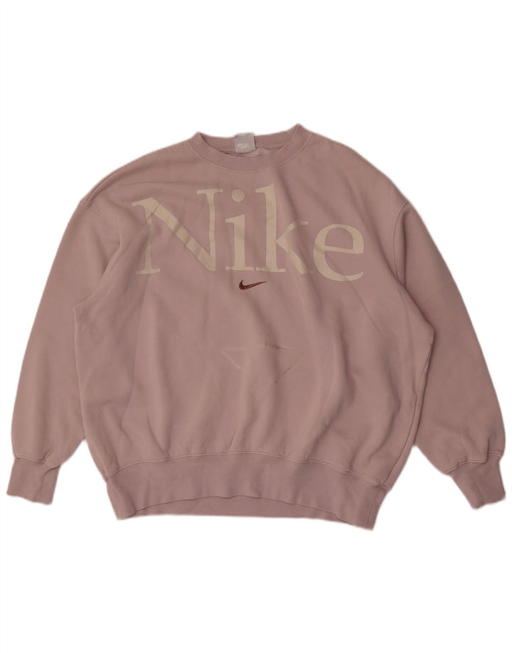 Felpa oversize con grafica Nike da donna UK 14 cotone viola medio