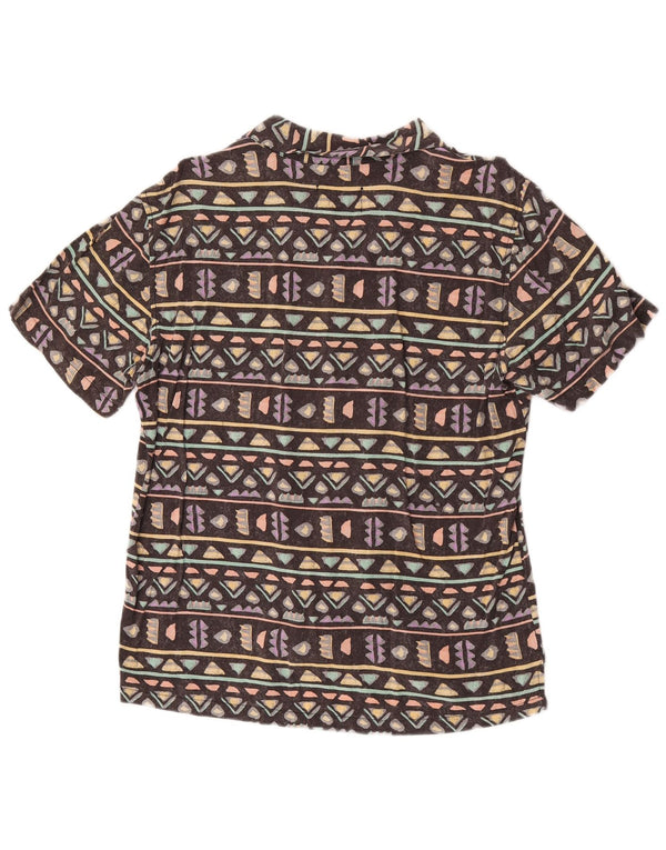 Camicia a maniche corte da uomo Pull & Bear hawaiana geometrica marrone medio