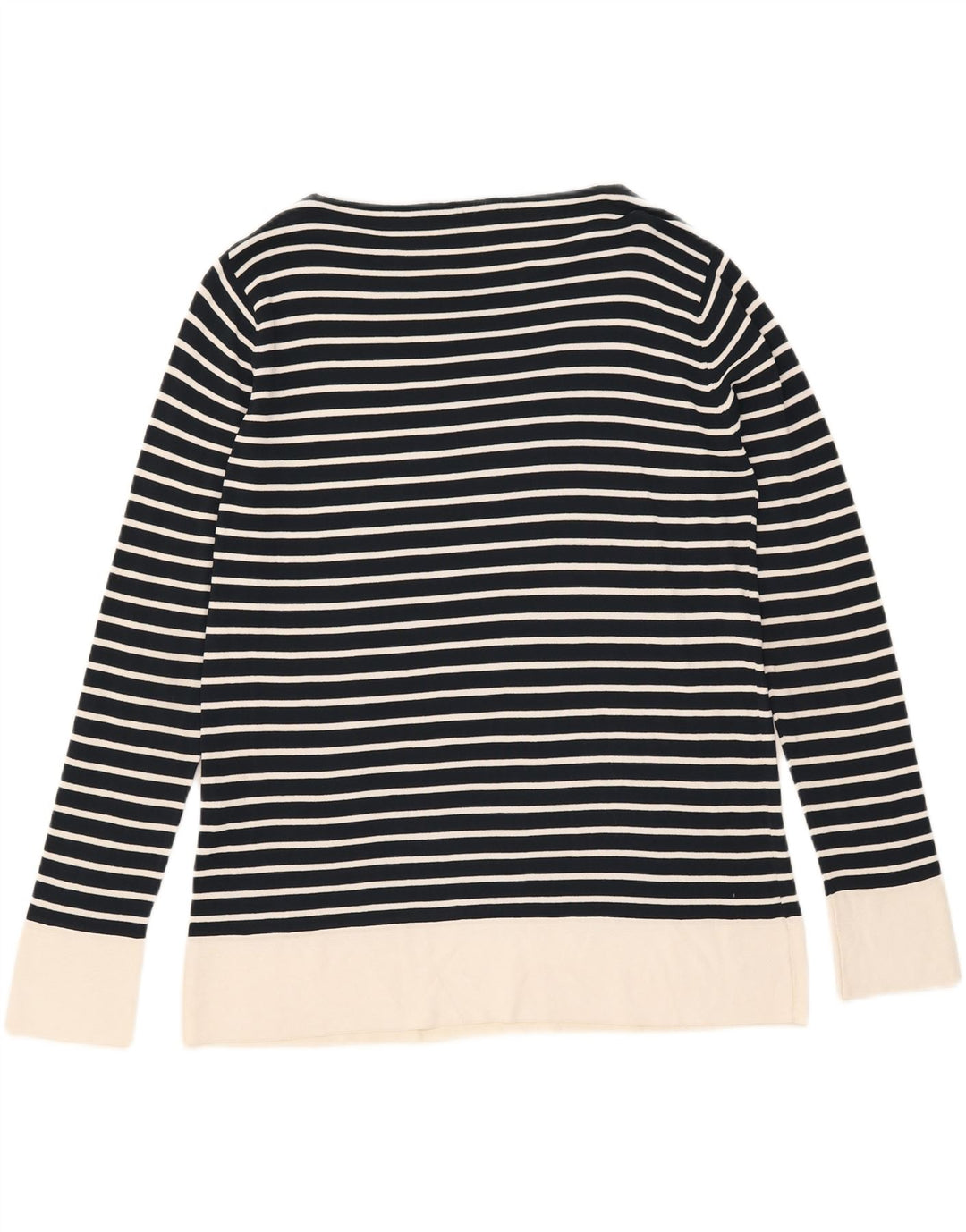 Max Mara Top da donna a maniche lunghe UK 16 Large Blu Navy a righe