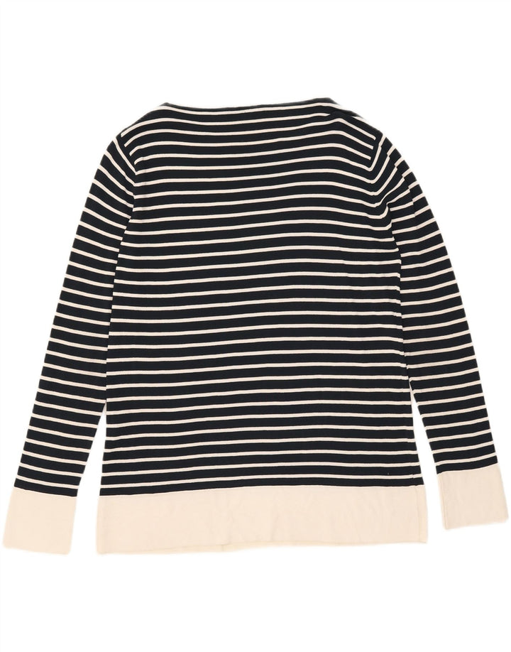 Max Mara Top da donna a maniche lunghe UK 16 Large Blu Navy a righe