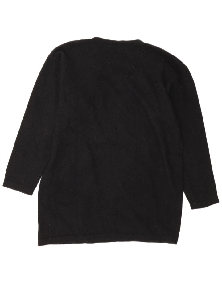 Maglione maglione girocollo con grafica da donna Iceberg UK 16 grande lana nera