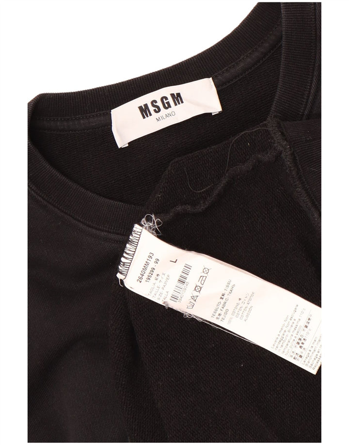 MSGM Uomo Milano Felpa con grafica Maglione Grande Cotone Nero