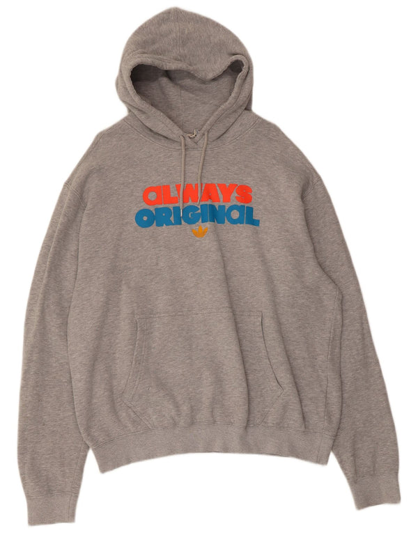 Felpa con cappuccio grafica da uomo Adidas XL in cotone chiazzato grigio
