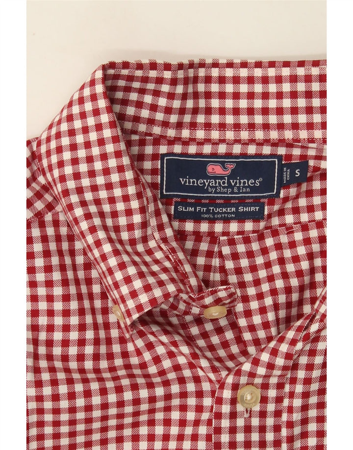 Vineyard Vines Camicia da uomo slim fit in flanella piccola in cotone a quadretti rossi