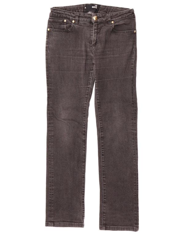 Jeans dritti da donna MOSCHINO W30 L31 cotone nero