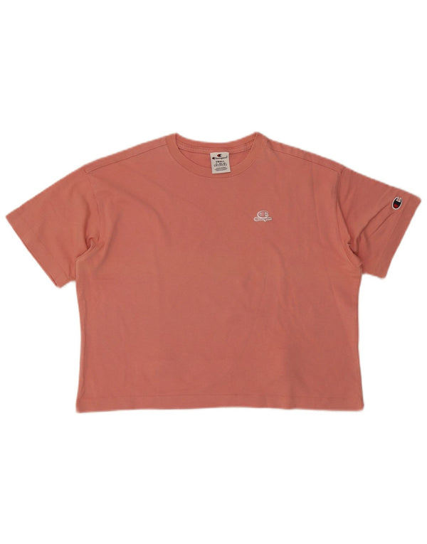 T-shirt grafica oversize corta da donna Champion Top UK 10 Small in cotone rosa