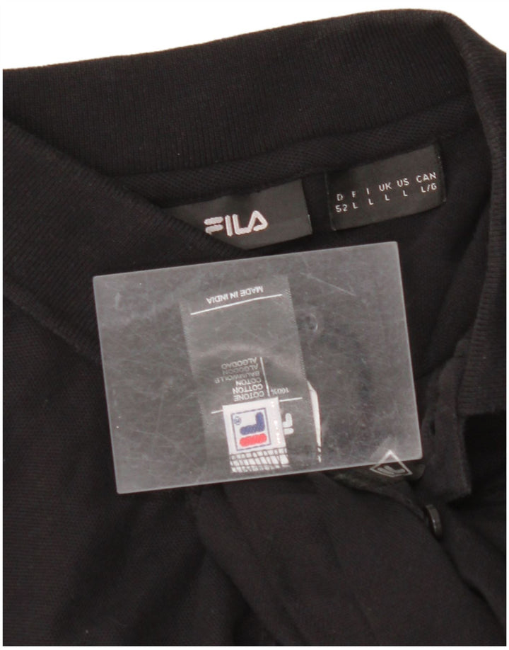 FILA Mens Polo Shirt Large Black Cotton