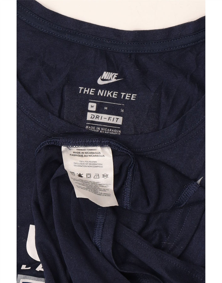 NIKE Womens Dri Fit Graphic T-Shirt Top UK 12 Medium Navy Blue Polyester Vintage Nike and Second-Hand Nike from Messina Hembry 