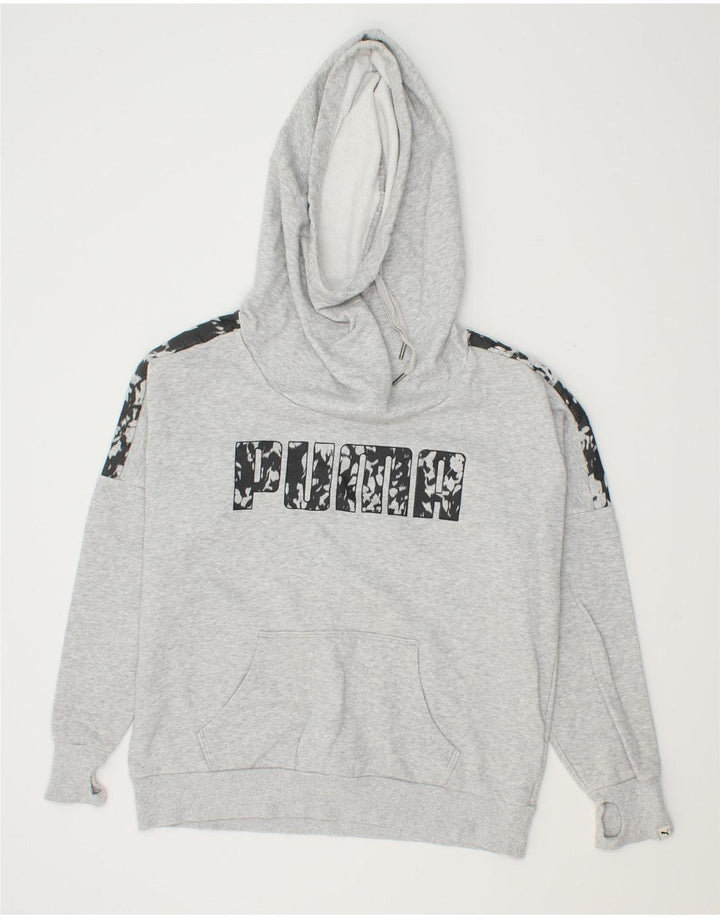 PUMA Womens Graphic Hoodie Jumper UK 14 Large Grey Vintage Puma and Second-Hand Puma from Messina Hembry 