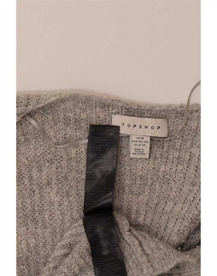 Maglione cardigan aperto oversize da donna Topshop UK 14 Acrilico grigio medio