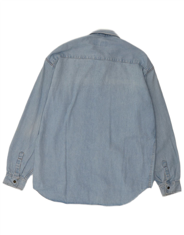 Camicia di jeans vintage da uomo in cotone blu medio