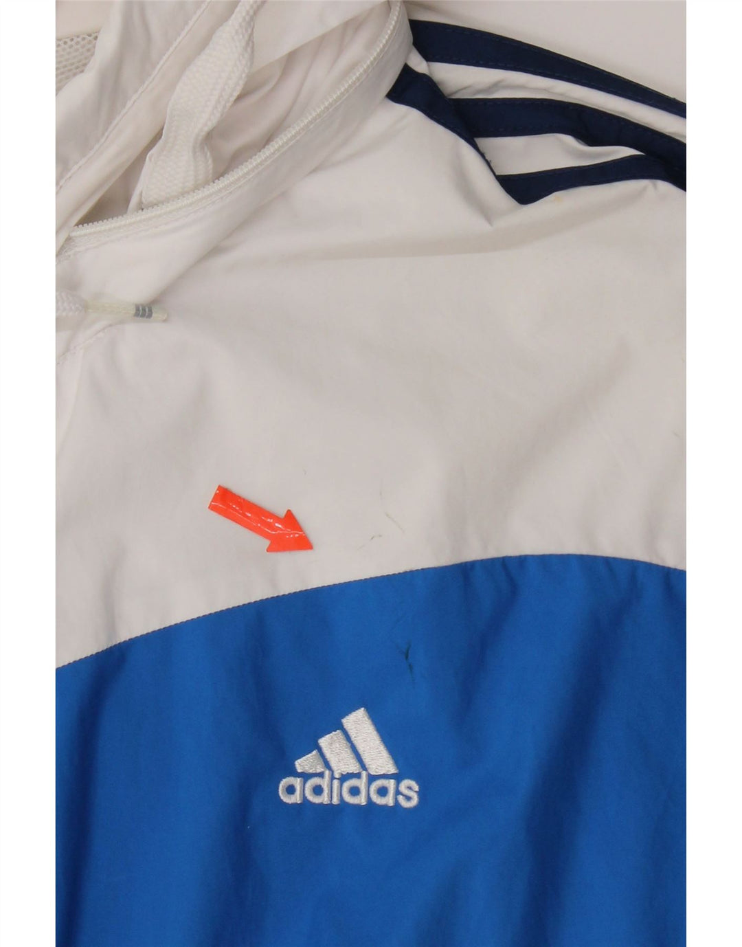Adidas Giacca antipioggia da uomo con cappuccio UK 40 Large Blu Navy Colourblock Poliestere