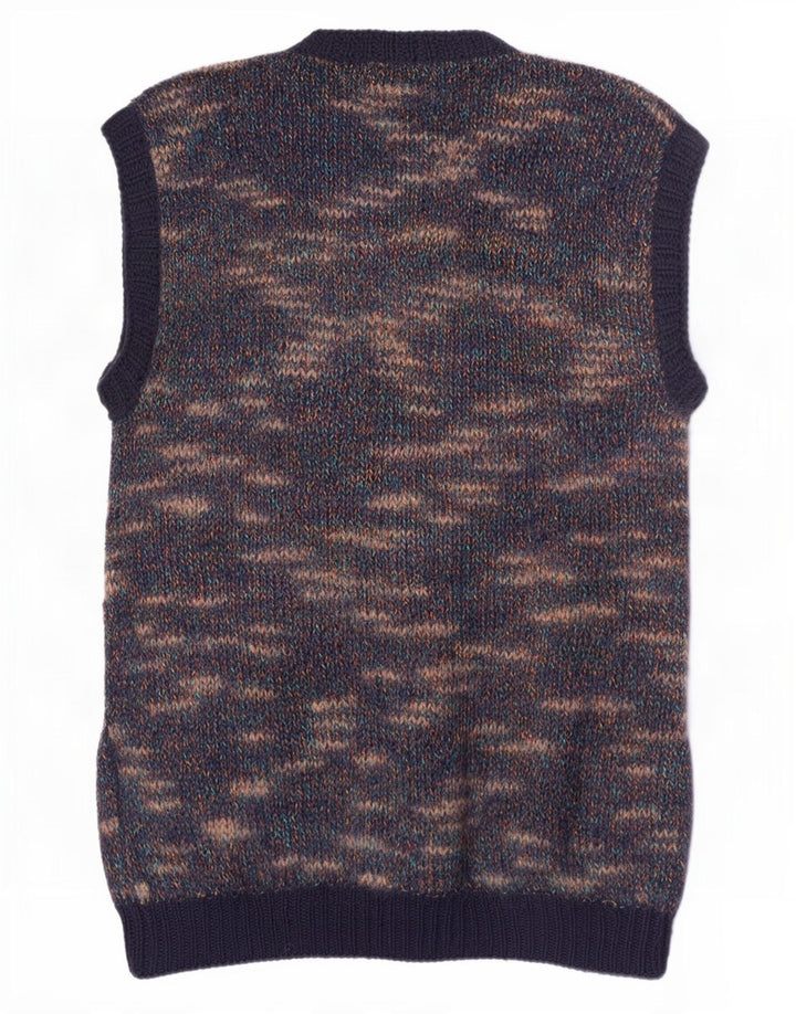 Canotta vintage da uomo, canotta media blu navy screziata