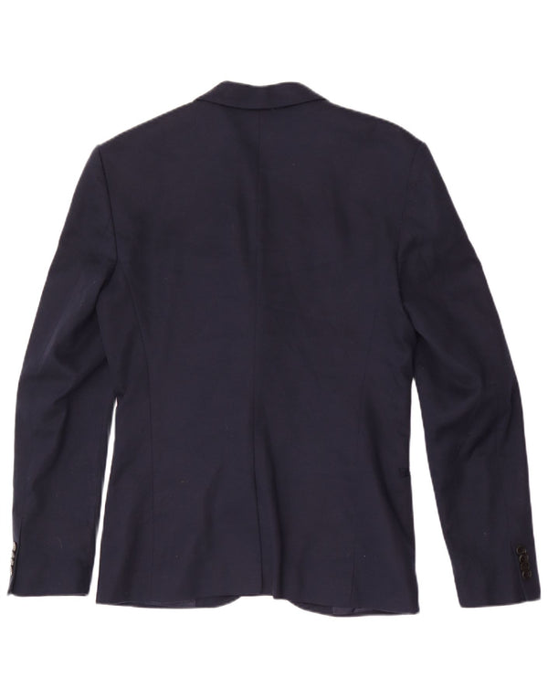 Giacca blazer da uomo a 2 bottoni Zara UK 38 poliestere blu navy medio