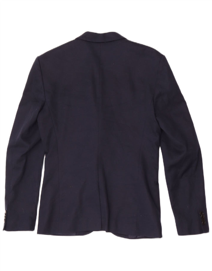 Giacca blazer da uomo a 2 bottoni Zara UK 38 poliestere blu navy medio