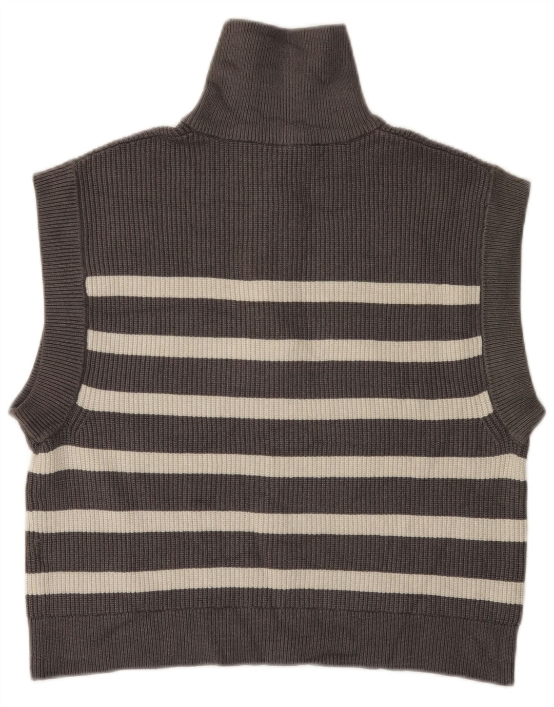 Canotta da donna con collo con zip Zara, taglia UK 14, grigio medio a righe