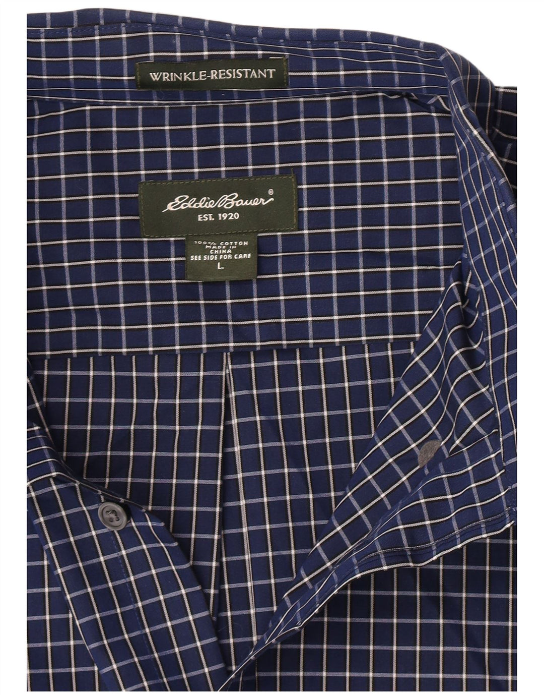 Camicia da uomo Eddie Bauer di grandi dimensioni in cotone a quadri blu navy