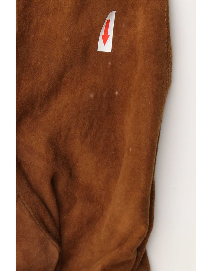 Giubbotto bomber vintage in pelle scamosciata da uomo IT 50 grande marrone